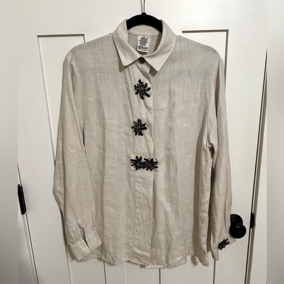 amann Tops - Amann MADE IN AUSTRIA 100% Linen With Artistic Metal details Top Lagenlook 38